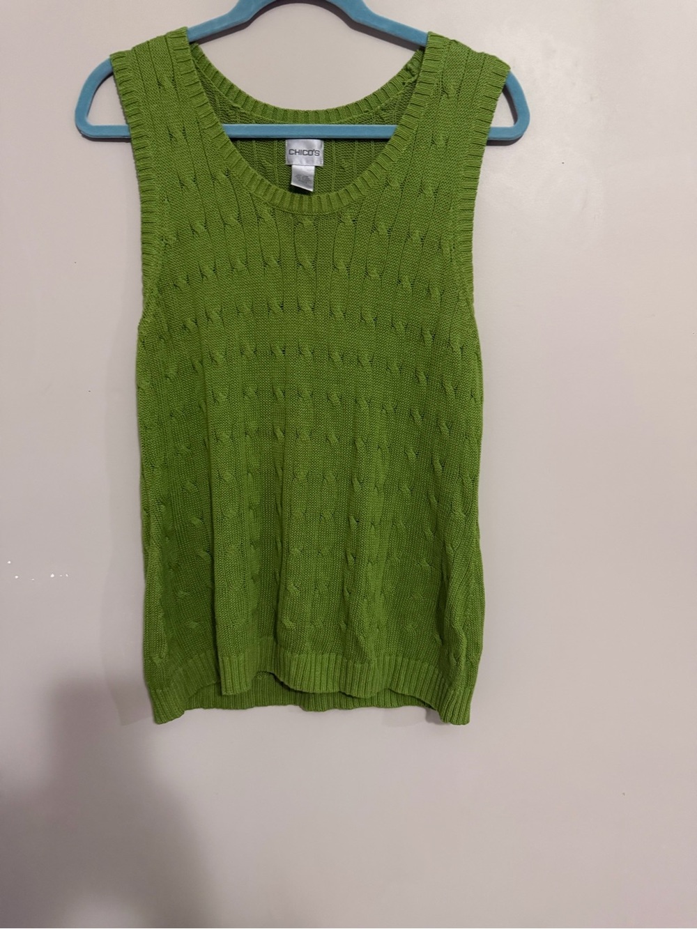 Chicos linen/cotton blend cable knit sweater vest size 3 (XL)